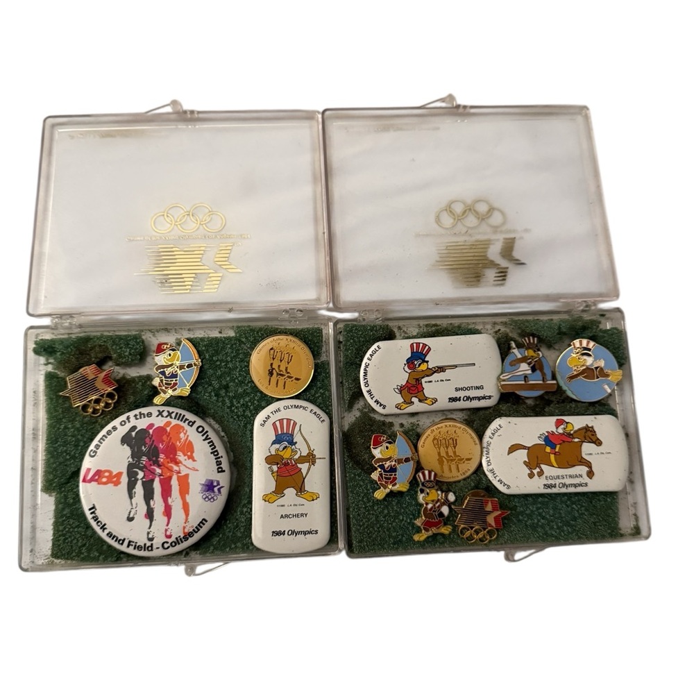 1984 Los Angeles Olympics LA84 Pin Lot w/ Display Cases – Sam the Olympic Eagle